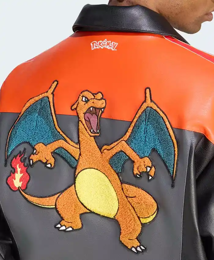 Adidas Pokémon 8 Ball Leather Jacket Close up