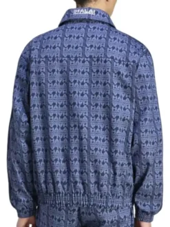 Adidas x Real Madrid LFSTLR Racing Motorsport Patterned Navy Blue Cotton Jacket back view