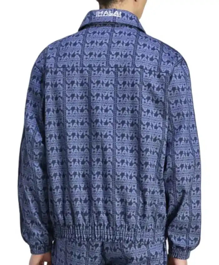 Adidas x Real Madrid LFSTLR Racing Motorsport Patterned Navy Blue Cotton Jacket back view