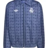 Adidas x Real Madrid LFSTLR Racing Motorsport Patterned Navy Blue Cotton Jacket front view