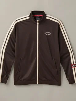 Adidas x Tim Hortons Men's Tricot Brown Fleece Track Top Jacket front view