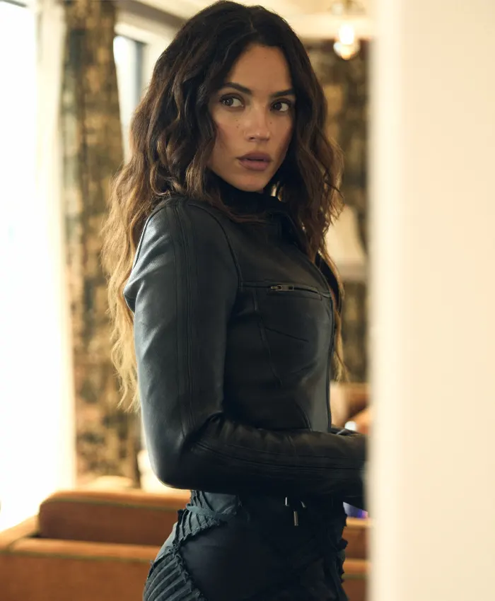 Adria Arjona Onslaught Press Day Cropped Jacket