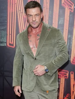 Alan Ritchson Motor City NY Premiere 2026 Olive Corduroy Blazer