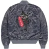 Alpha Industries MA-1 Black Devils Iron Grey Satin Giubbotto Bomber Jacket back view