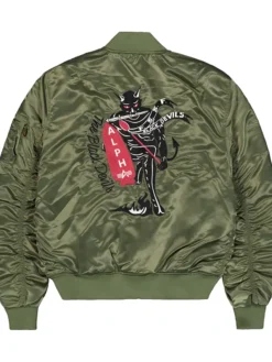 Alpha Industries MA-1 Black Devils Sage Satin Green Giubbotto Bomber Jacket back view