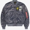 Alpha Industries MA-1 Black Devils Satin Iron Grey Giubbotto Bomber Jacket front view