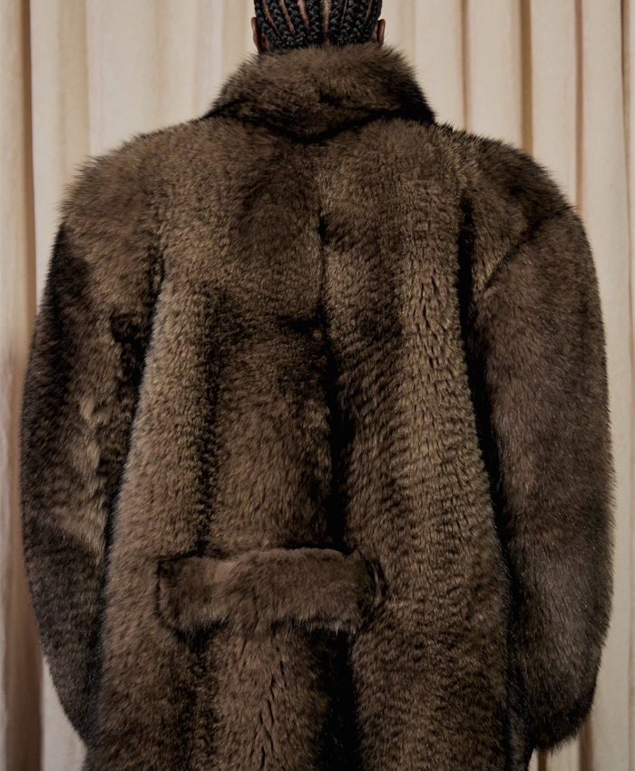 Alton Vivet Kai Cenat Show Fur Overcoat Back