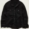 American Eagle x Lamine Yamal Black Cotton Denim Overshirt Jacket front view