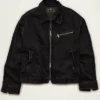 American Eagle x Lamine Yamal Black Cropped Cotton Workwear Jacket front view