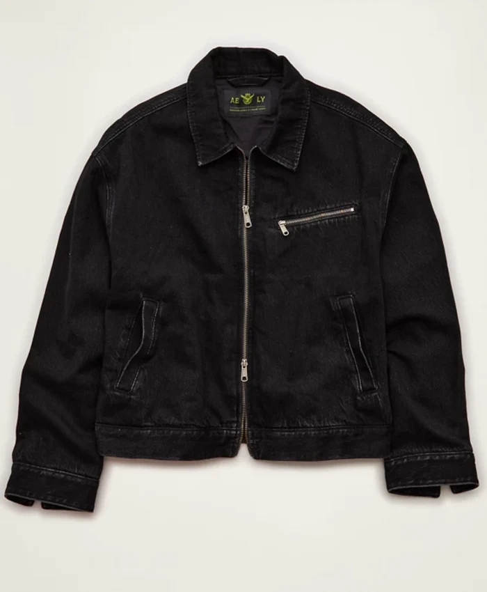 American Eagle x Lamine Yamal Black Cropped Cotton Workwear Jacket front view
