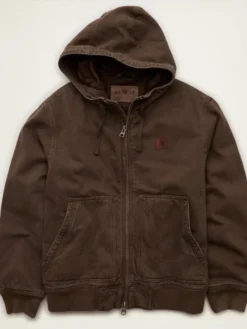 American Eagle x Lamine Yamal Brown Cotton Denim Hooded Jacket front view