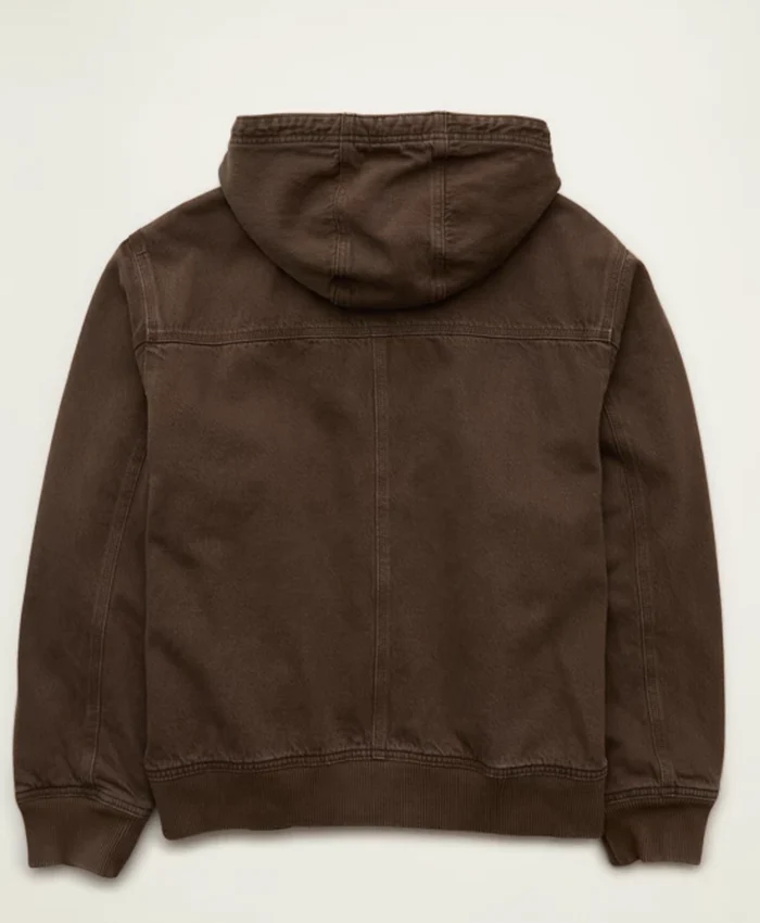 American Eagle x Lamine Yamal Brown Denim Hooded Cotton Jacket back view
