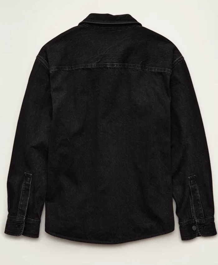 American Eagle x Lamine Yamal Cotton Denim Black Overshirt Jacket back view