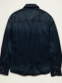 American Eagle x Lamine Yamal Cotton Denim Blue Overshirt Jacket back view