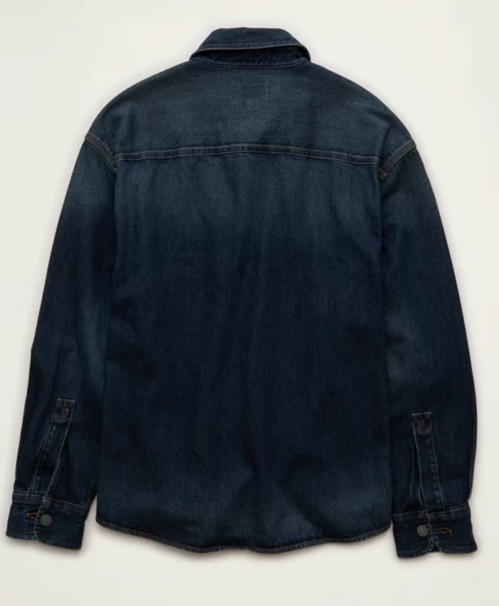 American Eagle x Lamine Yamal Cotton Denim Blue Overshirt Jacket back view