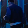 American Football Team Chicago Bears Caleb Williams Tunnel Black Wool Leather Varsity Jacket back view