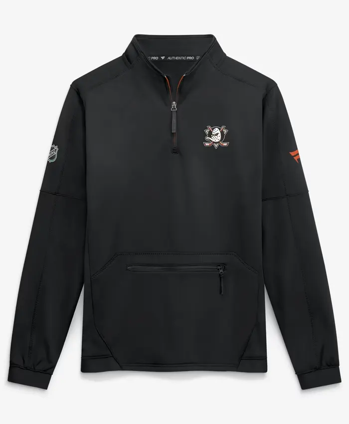 Anaheim Ducks Authentic Pro Rink Black Fleece Quarter-Zip Pullover Jacket