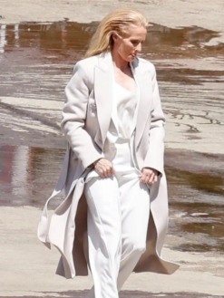 Animals 2026 Gillian Anderson Off-White Wool Trench Coat