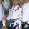 Ann Judge NFL Team Denver Broncos Passing of the Reins White Leather Jacket front view