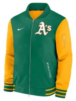 Athletics Nike Dugout Relaxed Kelly Green Full Zip Bomber Jacket