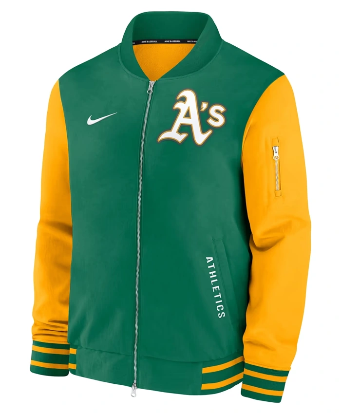 Athletics Nike Dugout Relaxed Kelly Green Full Zip Bomber Jacket