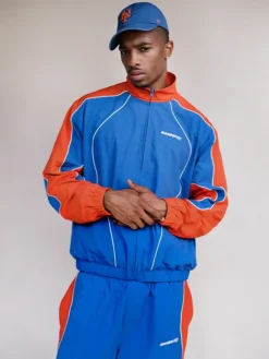 Awake NY Fall-Winter 2026 Royal Blue And Orange Polyester Tracksuit front view