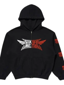 BABYMETAL x Marvel Zombies Black Zip-Up Fleece Hooded Jacket front view