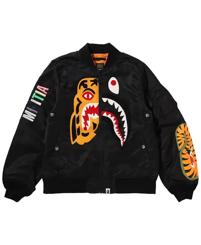 BAPE Tiger Shark Bomber Jacket Black