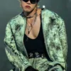 BTS ARIRANG World Tour Chicago J-Hope Distressed And Textured Leather Jacket front view