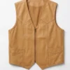 BTS Drake FOMO Fear of Missing Out 2026 Tan Yellow Leather Vest front view