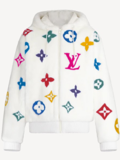 BTS Jungkook Louis Vuitton Monogram Mink Fur Zipped Jacket With Hood