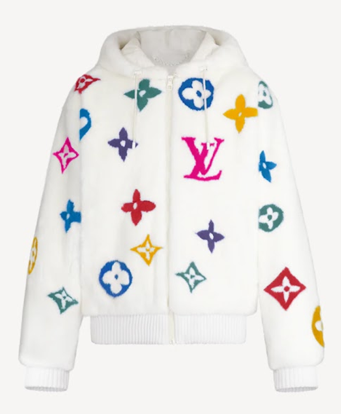 BTS Jungkook Louis Vuitton Monogram Mink Fur Zipped Jacket With Hood