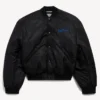 Balenciaga x SEGA Sonic the Hedgehog Black Satin Varsity Bomber Jacket front view