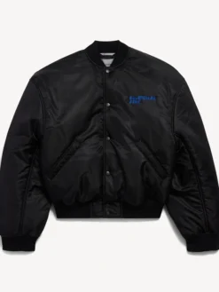 Balenciaga x SEGA Sonic the Hedgehog Black Satin Varsity Bomber Jacket front view