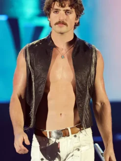 Benson Boone Las Vegas iHeartRadio Music Festival 2026 Black Leather Vest front view