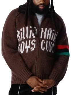 Billionaire Boys Club André Leon Talley Knit Zip Up Sweater Cardigan Jacket In Brown