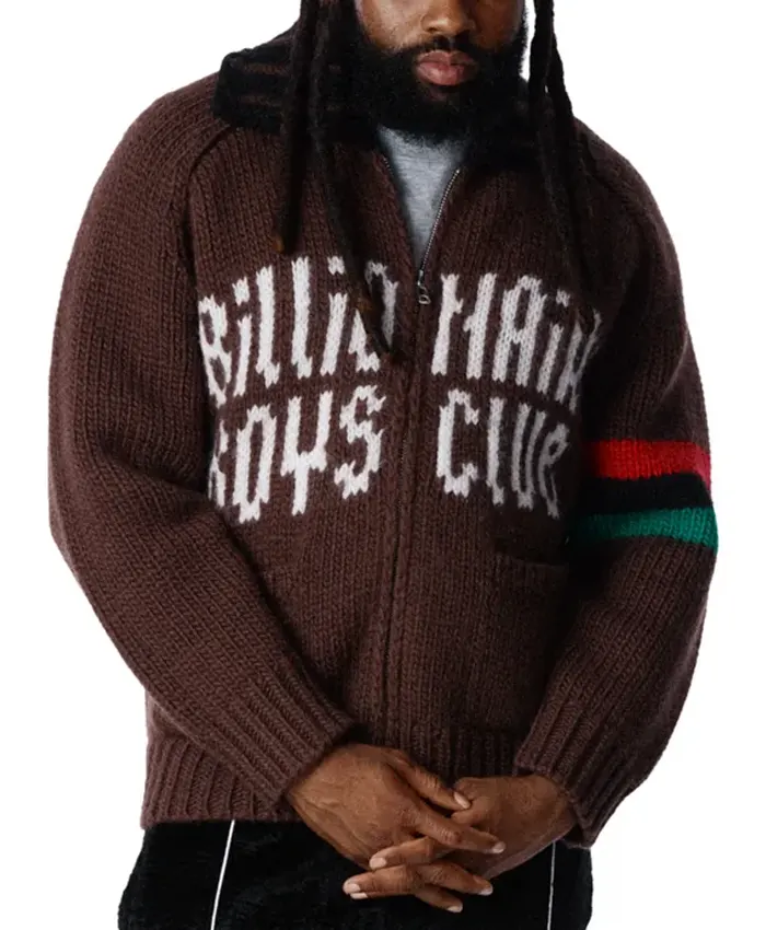Billionaire Boys Club André Leon Talley Knit Zip Up Sweater Cardigan Jacket In Brown