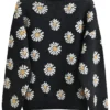 Black Floral Knit Cardigan Sweater FOr Sale