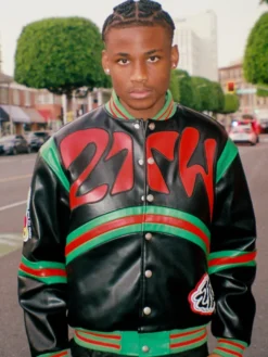 Black ZTTW Baseball Leather Jacket For Men