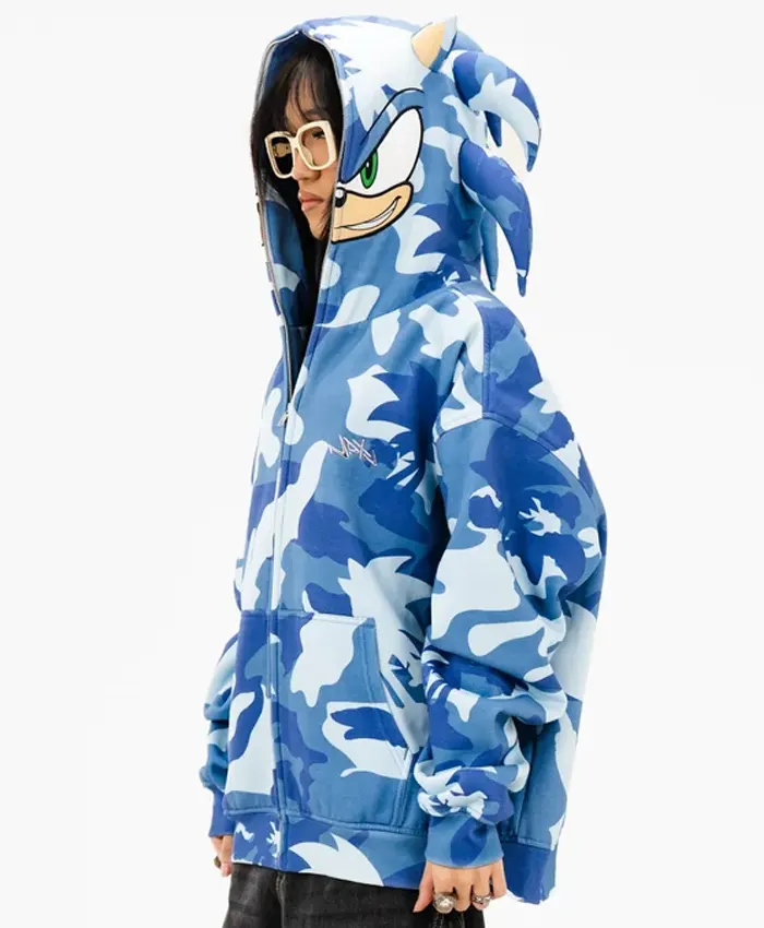 Blue Camo Neptun X Sonic 2026 Full ZIP Hooded Jacket For Womens