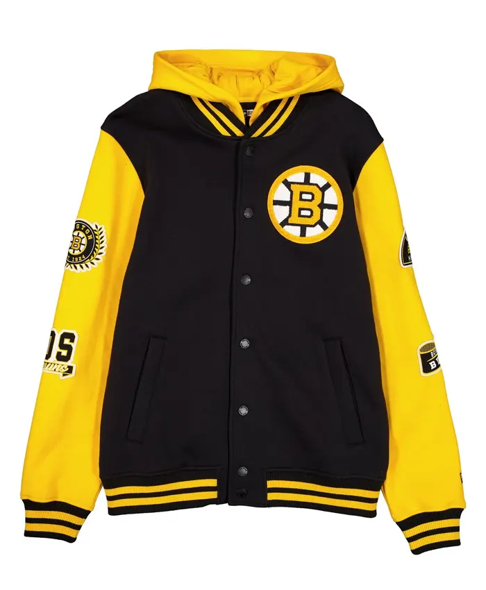 Boston Bruins Throwback Patch Letterman Varsity Jacket
