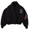 Boston Red Sox x Alpha x New Era Black Shawl Collar Flight Jacket