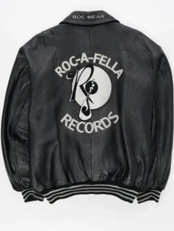 Buy-Jay-Z-Roc-A-Fella-Records-Black-Leather-Varsity-Jacket-Back-View