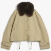 Buy Jisoo Tommy Hilfiger Beige Cotton Jacket With Fur
