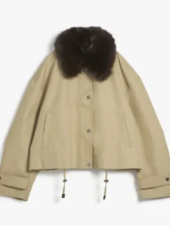 Buy Jisoo Tommy Hilfiger Beige Cotton Jacket With Fur