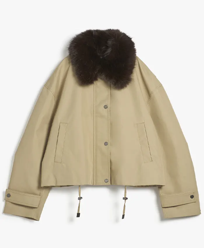 Buy Jisoo Tommy Hilfiger Beige Cotton Jacket With Fur