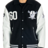 Buy Las Vegas Raiders Collared Black Letterman Varsity Jacket