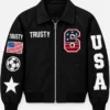 Buy Now United States Mens National Soccer Team Black Leather Bomber Jacket