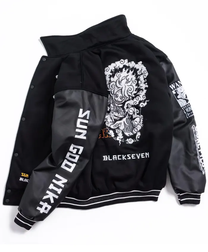 Buy One Piece Luffy Gear 5 Black Varsity Jacket