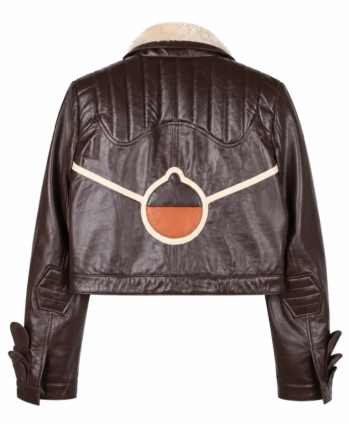 Buy Squirrel Girl Cropped Brown Leather Jacket For Womens